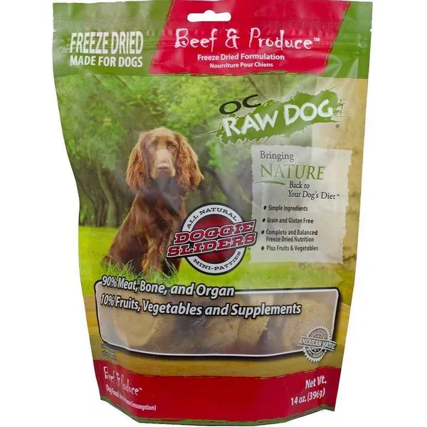 14 oz. OC Raw Freeze Dried Beef & Produce Sliders - Dog/Cat Supplements